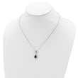 Cheryl M Sterling Silver Rhodium-plated Brilliant-cut Lab Created Dark Blue Spinel and Brilliant-cut White CZ Teardrop Halo 18 Inch Necklace