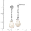 Cheryl M Sterling Silver Rhodium-plated Teardrop Freshwater Cultured Pearl and Brilliant-cut CZ Post Dangle Earrings