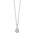Cheryl M Sterling Silver Rhodium-plated Checkerboard-cut and Brilliant-cut CZ Halo Teardrop 18 Inch Necklace