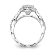 Cheryl M Sterling Silver Rhodium-plated Brilliant-cut Round CZ Halo Center and Twisted Design Ring