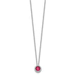 Cheryl M Sterling Silver Rhodium-plated Brilliant-cut Lab Created Ruby and Brilliant-cut White CZ Round Halo 18 Inch Necklace