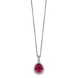 Cheryl M Sterling Silver Rhodium-plated Brilliant-cut Lab Created Ruby and Brilliant-cut White CZ Teardrop Halo 18 Inch Necklace