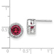 Cheryl M Sterling Silver Rhodium-plated Brilliant-cut Lab Created Ruby and Brilliant-cut White CZ Round Halo Post Earrings