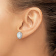 Cheryl M Sterling Silver Rhodium-plated Cabochon Lab Created Opal and Brilliant-cut CZ Oval Halo Post Earrings - Birthstone Company