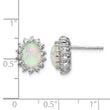 Cheryl M Sterling Silver Rhodium-plated Cabochon Lab Created Opal and Brilliant-cut CZ Oval Halo Post Earrings - Birthstone Company