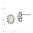 Cheryl M Sterling Silver Rhodium-plated Cabochon Lab Created Opal and Brilliant-cut CZ Oval Halo Post Earrings