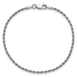Sterling Silver Rhodium-plated 1.85mm Diamond-cut Rope Chain - Birthstone Company