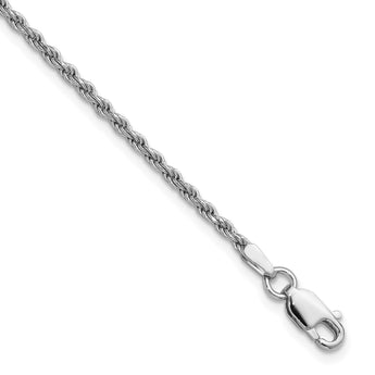 Sterling Silver Rhodium-plated 1.85mm Diamond-cut Rope Chain - Birthstone Company
