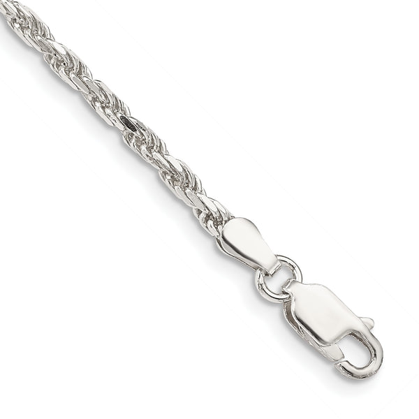 Sterling Silver 2.5mm Diamond-cut Rope Chain - Birthstone Company