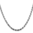Sterling Silver Rhodium-plated 3.5mm Diamond-cut Rope Chain