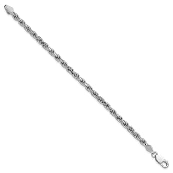 Sterling Silver Rhodium-plated 4.25mm Diamond-cut Rope Chain - Birthstone Company