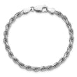 Sterling Silver Rhodium-plated 4.25mm Diamond-cut Rope Chain - Birthstone Company