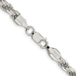 Sterling Silver 925 Unisex Polished Diamond-Cut Rope Chain Necklace 20 - 26