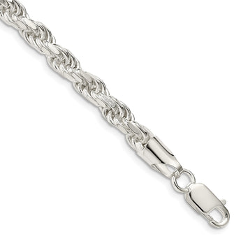 Sterling Silver 5.75mm Diamond-cut Rope Chain - Birthstone Company