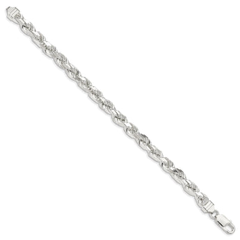 Sterling Silver 7mm Diamond-cut Polished 8 Sides Rope Chain - Birthstone Company