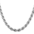 Sterling Silver Rhodium-plated 7mm Diamond-cut Rope Chain