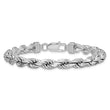 Sterling Silver Rhodium-plated 7mm Diamond-cut Rope Chain - Birthstone Company