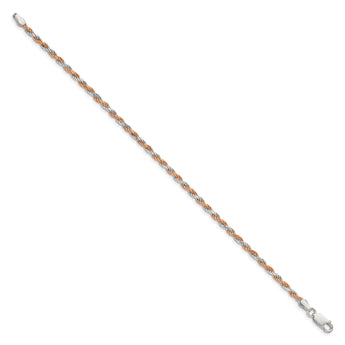 Sterling Silver And Rose Vermeil 2.5mm Diamond-cut Rope Chain - Birthstone Company