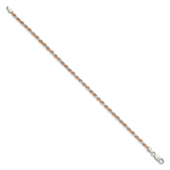Sterling Silver And Rose Vermeil 2.5mm Diamond-cut Rope Chain