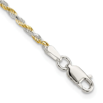 Sterling Silver And Vermeil 1.85mm Diamond-cut Rope Chain - Birthstone Company