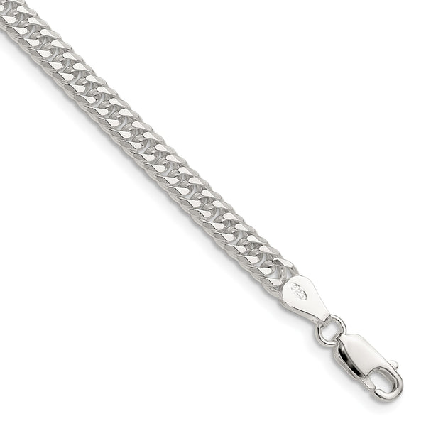 Sterling Silver Polished 4.8mm Double Diamond-cut Curb Chain - Birthstone Company