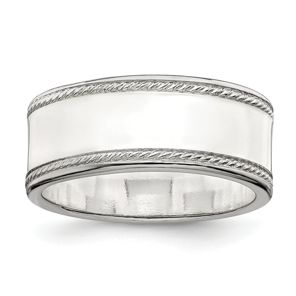 Sterling Silver 8mm Flat with Rope Edge Size 12 Band