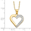 Sterling Silver 18K Gold-Plated Diamond Heart Necklace with Polished Finish