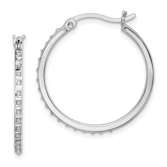 Sterling Silver Platinum-Plated Diamond Mystique Hoop Earrings, Elegant & Lightweight