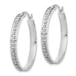 Sterling Silver Platinum-Plated Diamond Hoop Earrings 30mm Elegant Polished Finish - Birthstone Company