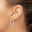 Sterling Silver Platinum-Plated Diamond Hoop Earrings 30mm Elegant Polished Finish - Birthstone Company