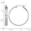 Sterling Silver Platinum-Plated Diamond Hoop Earrings 30mm Elegant Polished Finish - Birthstone Company