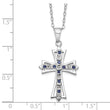 Sterling Silver Diamond and Sapphire Cross Necklace