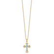 Sterling Silver Gold-Plated Diamond Emerald Cross Necklace 18 Inch