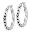 Sterling Silver Platinum-Plated Sapphire Diamond Hoop Earrings Elegant