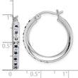 Sterling Silver Platinum-Plated Sapphire Diamond Hoop Earrings Elegant