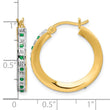 18K Gold-Plated Sterling Silver Diamond & Emerald Hoop Earrings Polished & Elegant - Birthstone Company