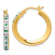 18K Gold-Plated Sterling Silver Diamond & Emerald Hoop Earrings Polished & Elegant