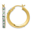 18K Gold-Plated Sterling Silver Diamond & Emerald Hoop Earrings Polished & Elegant - Birthstone Company