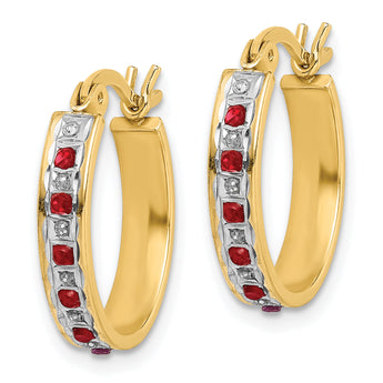18K Gold-Plated Sterling Silver Ruby and Diamond Mystique Oval Hoop Earrings