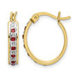 18K Gold-Plated Sterling Silver Ruby and Diamond Mystique Oval Hoop Earrings - Birthstone Company