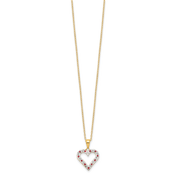 18K Gold-Plated Sterling Silver Ruby and Diamond Heart Necklace
