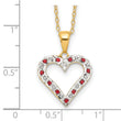 18K Gold-Plated Sterling Silver Ruby and Diamond Heart Necklace