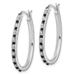 Sterling Silver Platinum-Plated Black & White Diamond Hoop Earrings Sophisticated Hinged Design - Birthstone Company
