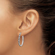 Sterling Silver Platinum-Plated Black & White Diamond Hoop Earrings Sophisticated Hinged Design - Birthstone Company