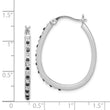 Sterling Silver Platinum-Plated Black & White Diamond Hoop Earrings Sophisticated Hinged Design
