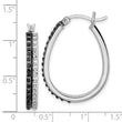 Sterling Silver Platinum-Plated Black & White Diamond Hoop Earrings Elegant Hinged Design