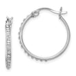 Sterling Silver Platinum-Plated Diamond Hoop Earrings with Polished Finish 20mm