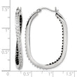Sterling Silver Platinum-Plated Black & White Diamond Hoop Earrings Elegant Polished Design - Birthstone Company