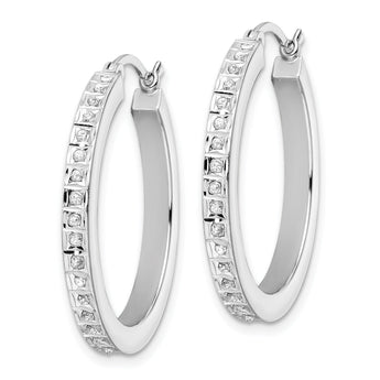 Diamond Fascination Diamond Mystique Sterling Silver Platinum-plated Diamond Hoop Earrings