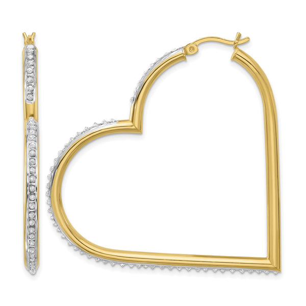 Sterling Silver 18K Gold-plated Diamond Mystique Heart Hoop Earrings - Birthstone Company